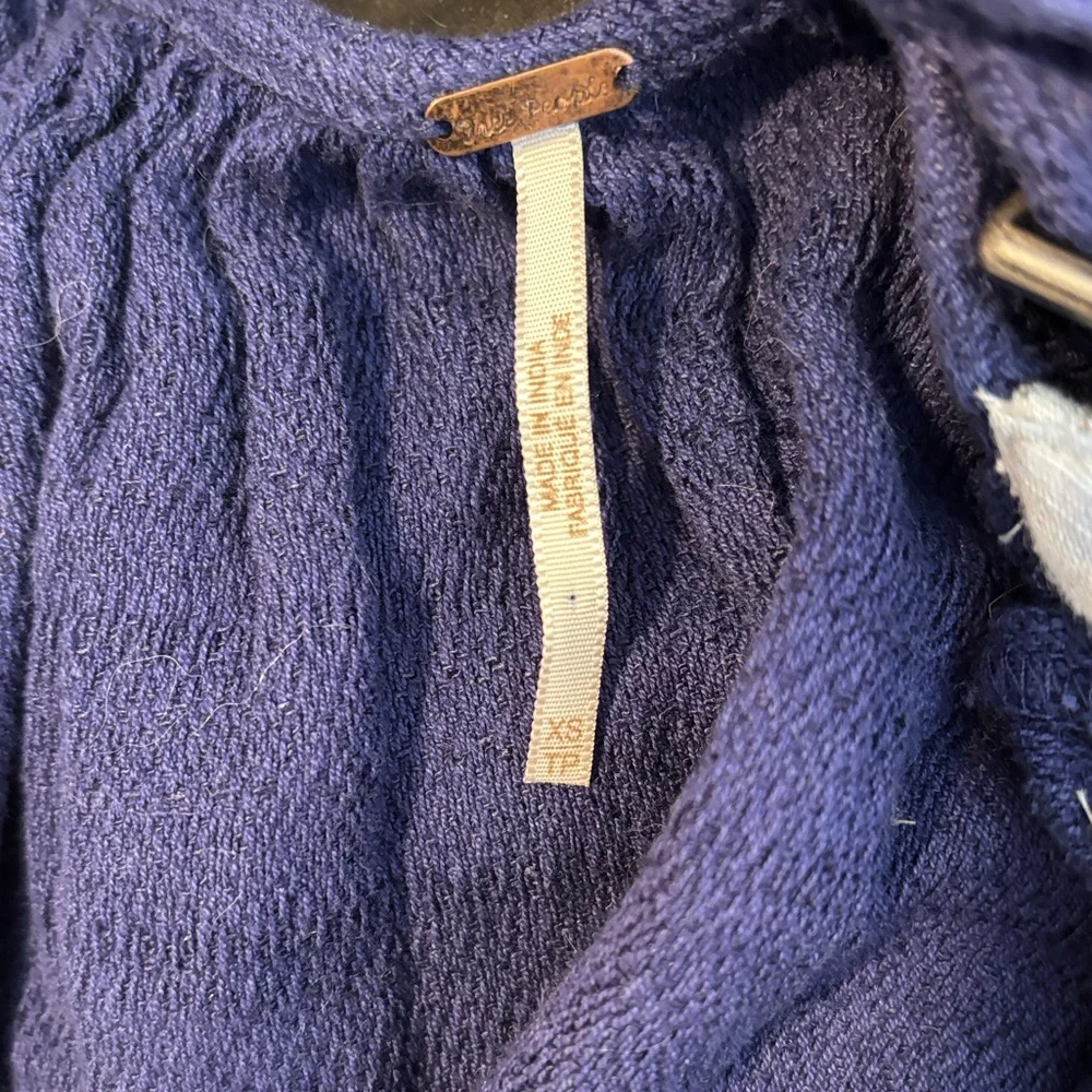 Free People Navy Blue Cotton Linen Striped‎ Bodice Open Back Maxi Dress Small